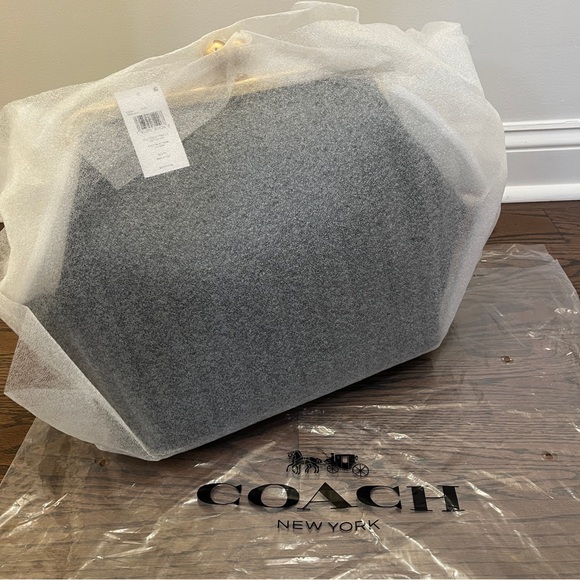 COACH Large Kisslock Frame Bag Designer Black Leather Clutch with Gold NEW TAGS - Picture 14 of 17